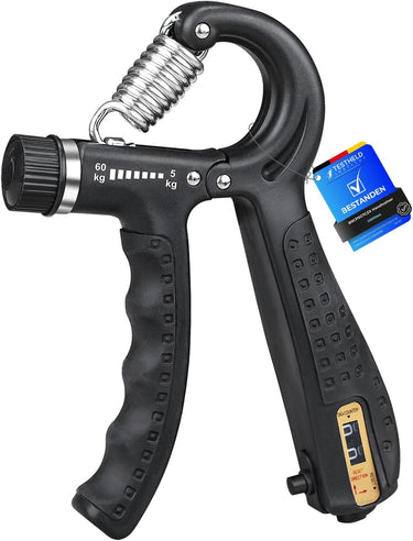 GRIFEMA GA5003, Hand Grip, Grip Musculation avec Compteur, Résistance Réglable 5-60kg, pour Athlètes et Exercices de Récupération de la Main, Noir