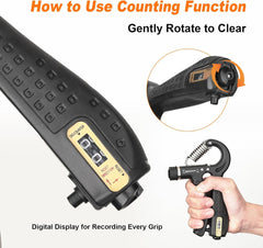 GRIFEMA GA5003, Hand Grip, Grip Musculation avec Compteur, Résistance Réglable 5-60kg, pour Athlètes et Exercices de Récupération de la Main, Noir