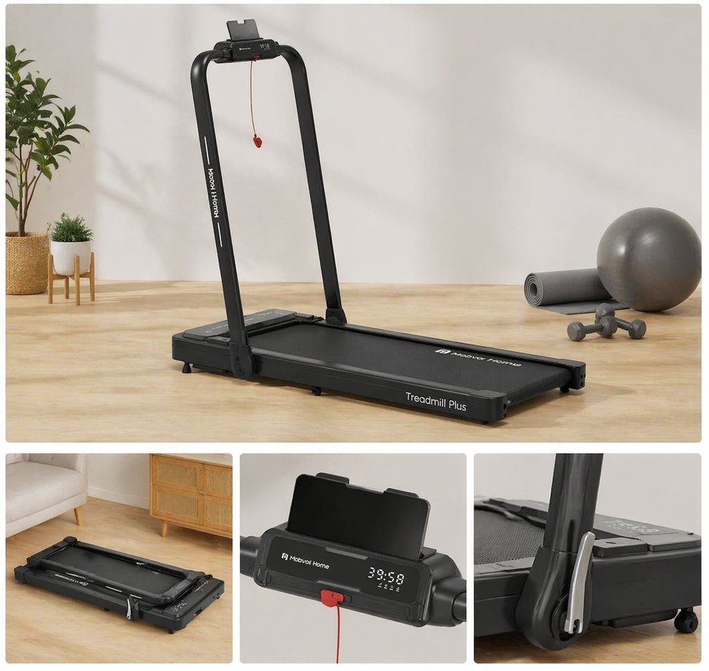 Mobvoi Tapis de course 12 km/h – Smart AI + App TicSports – Grande Surface – Jusqu’à 120 kg